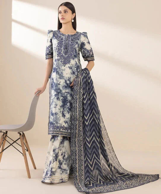 Saphire Printed Silk Blue