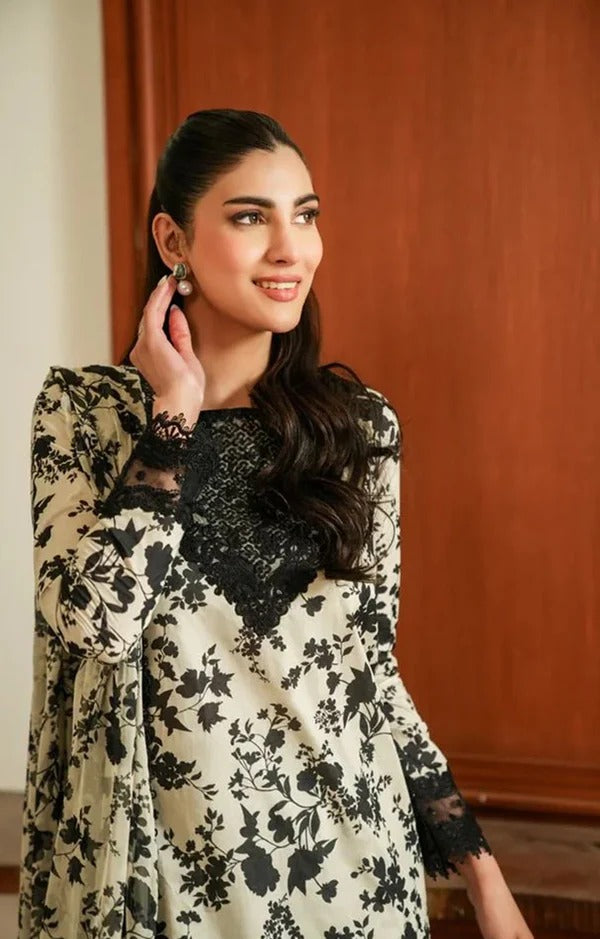 Aneelas Silk Print B & W